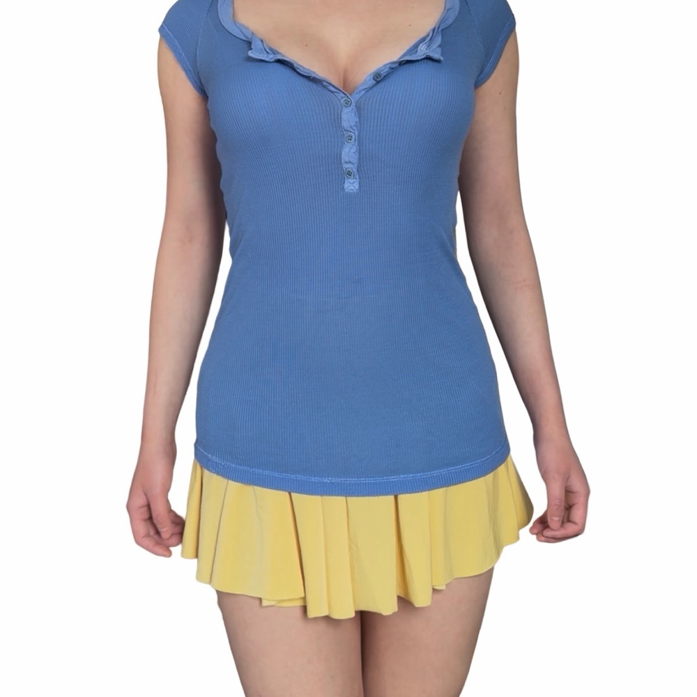 vintage y2k butter yellow pleated mini skirt